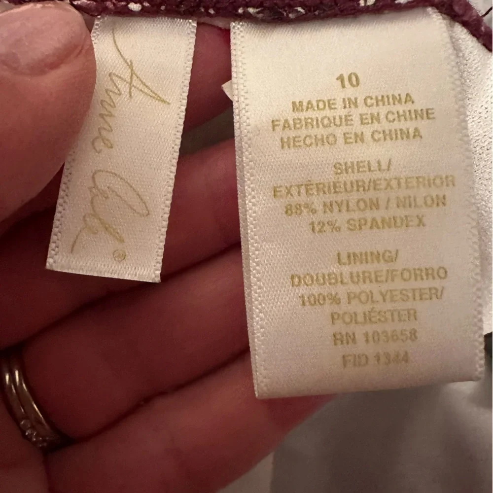 Anne Cole Size 10 20M0033 Wine Floral Print Boho Flattering One Piece Swimsuit - Picture 10 of 11